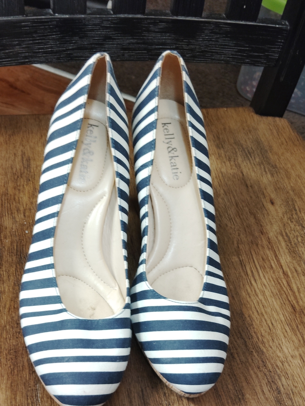 Kelly & Katie Navy and White Striped Ballet Heels.